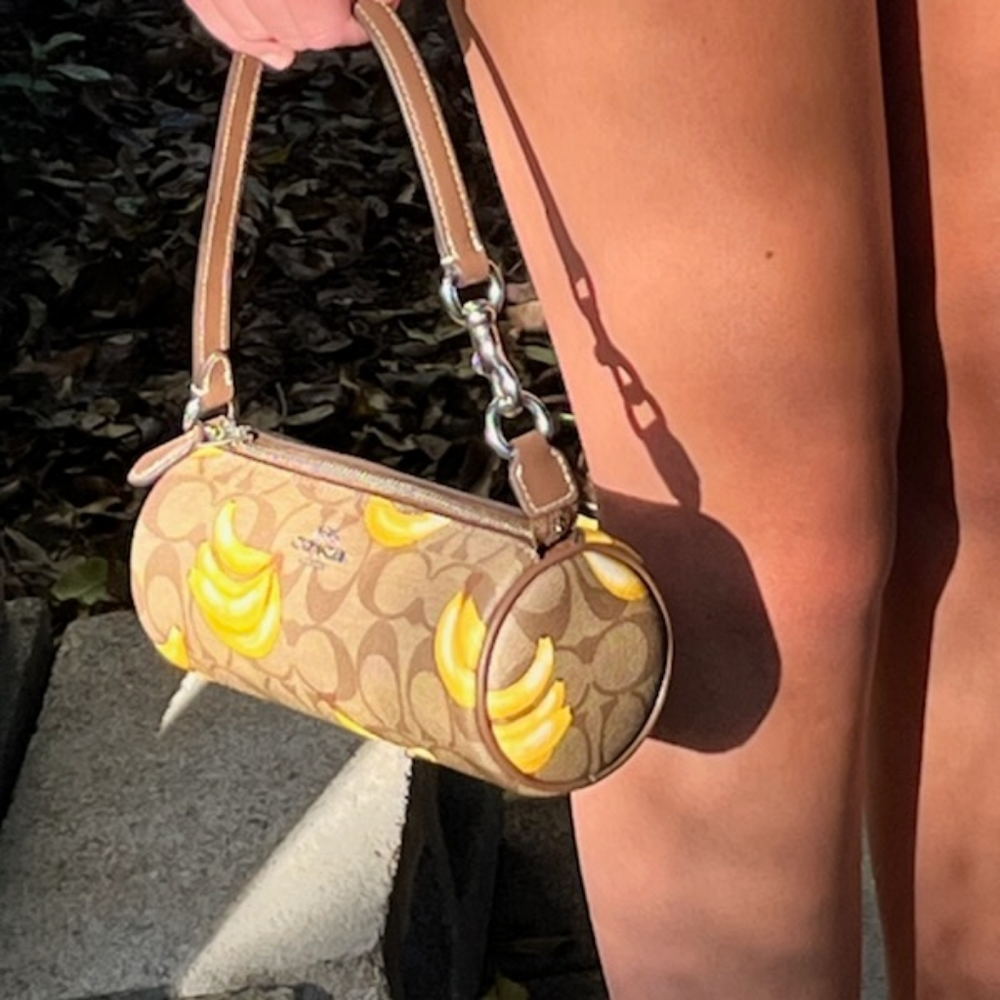 Coach Nolita Barrel Bag In Signature Canvas With Banana Print - Picture 6 of 14